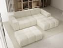 PROMETO Möbel Ecksofa L-Form mit Hocker Beige Veloursstoff Bild 4