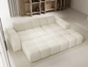 PROMETO Möbel Ecksofa L-Form mit Hocker Beige Veloursstoff Bild 5