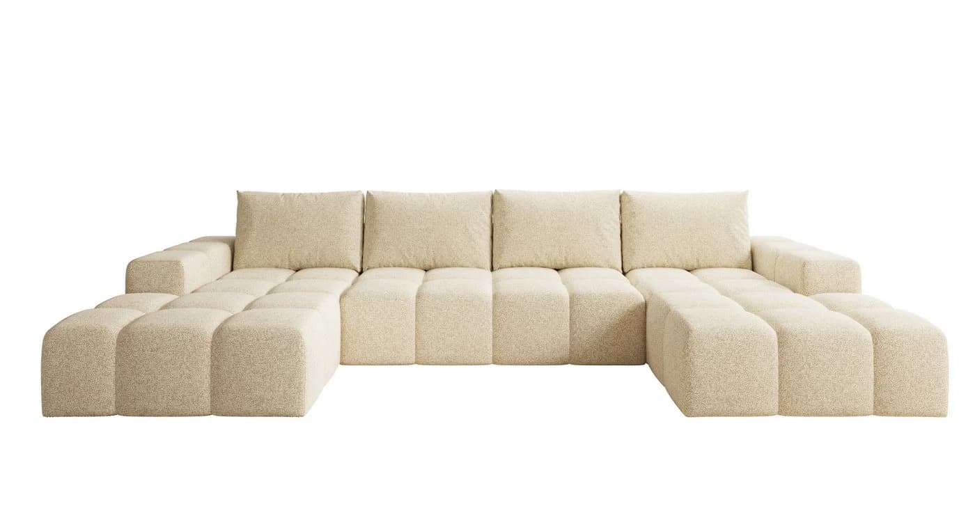 PROMETO Möbel Ecksofa U-Form Teddy-Bouclé - Bild 5