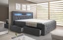 PROMETO Möbel Boxspringbett ARONA mit LED, Schubladen und Topper Grau Bild 2