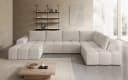 PROMETO Möbel Ecksofa U-Sofa Cord-Bezug mit 2 Ottomanen Bild 1