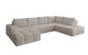 PROMETO Möbel Ecksofa U-Sofa Cord-Bezug mit 2 Ottomanen Bild 3
