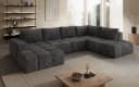 PROMETO Möbel Ecksofa U-Sofa mit 2 Ottomanen Cord-Stoff grau Bild 1