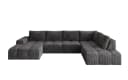 PROMETO Möbel Ecksofa U-Sofa mit 2 Ottomanen Cord-Stoff grau Bild 3