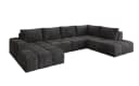 PROMETO Möbel Ecksofa U-Sofa mit 2 Ottomanen Cord-Stoff grau Bild 4