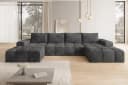 PROMETO Möbel Ecksofa U-Form Cento Teddy-Bouclé Dunkelgrau Bild 1