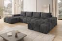 PROMETO Möbel Ecksofa U-Form Cento Teddy-Bouclé Dunkelgrau Bild 2