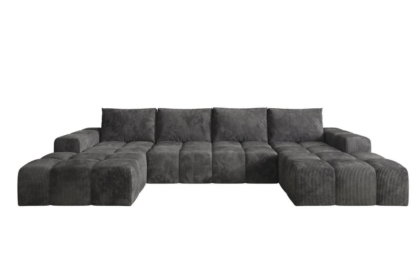 PROMETO Möbel Ecksofa U-Form Cento Teddy-Bouclé Dunkelgrau - Bild 5