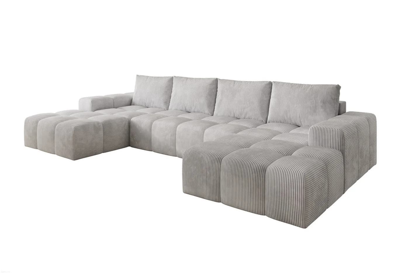 PROMETO Möbel Ecksofa U-Form Cento Hellgrau Teddy-Bouclé - Bild 5