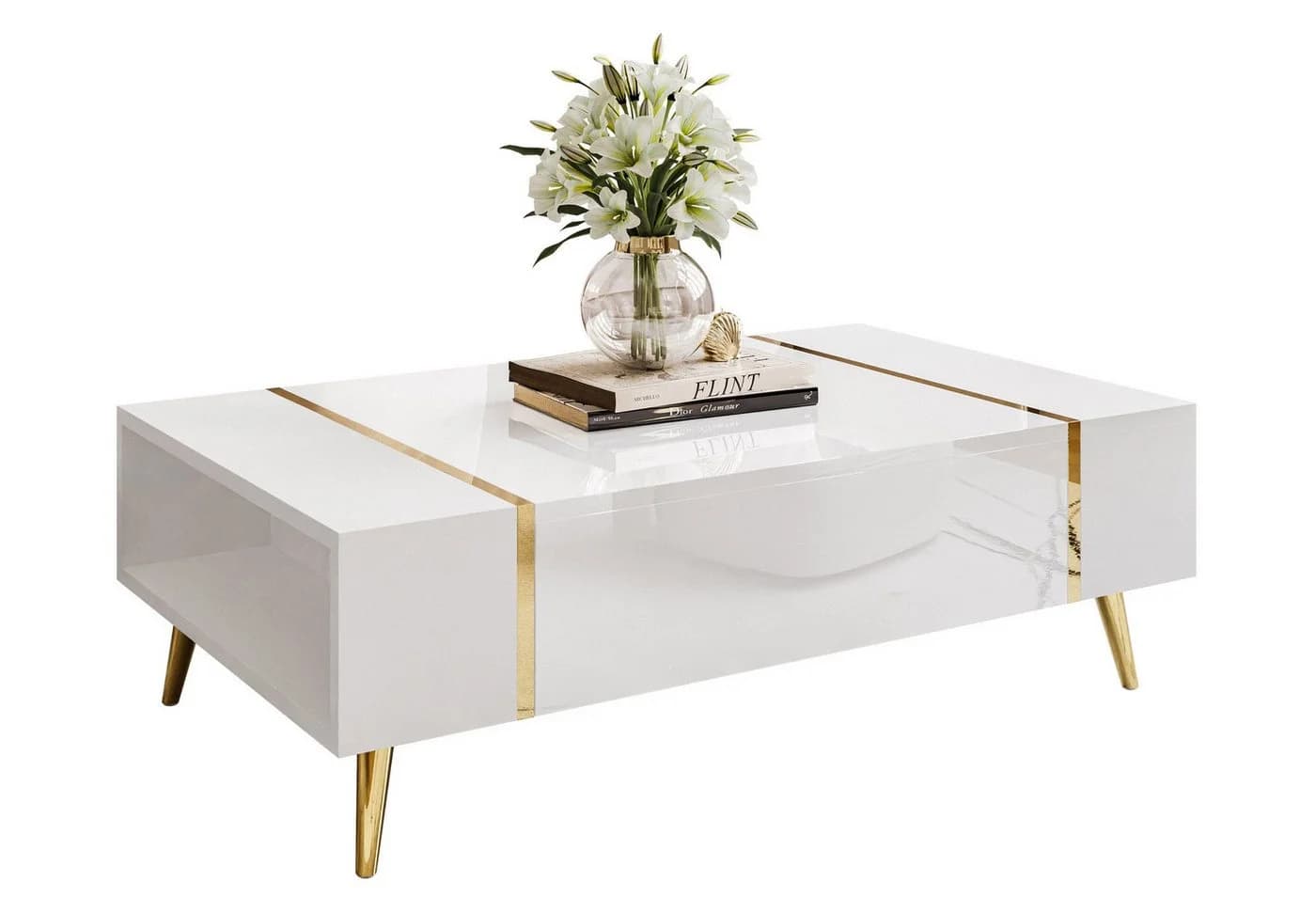 yourhouse24 Couchtisch ONYX Goldene Beine Hochglanz - Bild 2