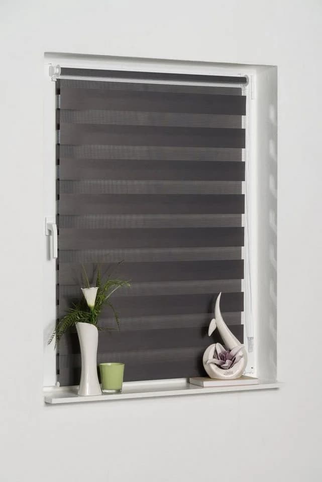 K-HOME Doppelrollo Maringa Klemmfix Grau Polyester