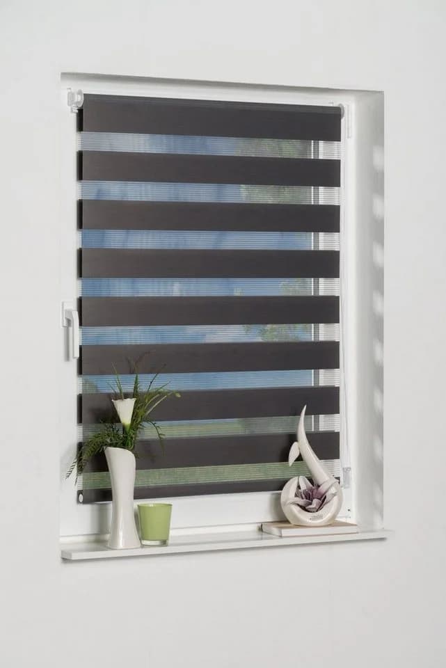 K-HOME Doppelrollo Maringa Klemmfix Grau Polyester - Bild 2
