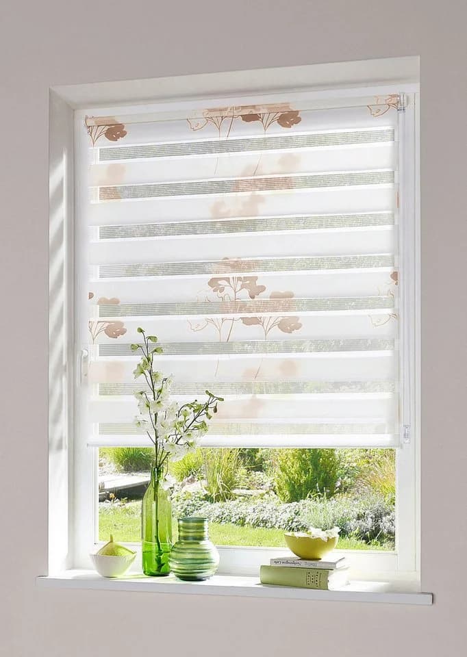 K-HOME Doppelrollo Delphi Taupe Polyester Klemmfix
