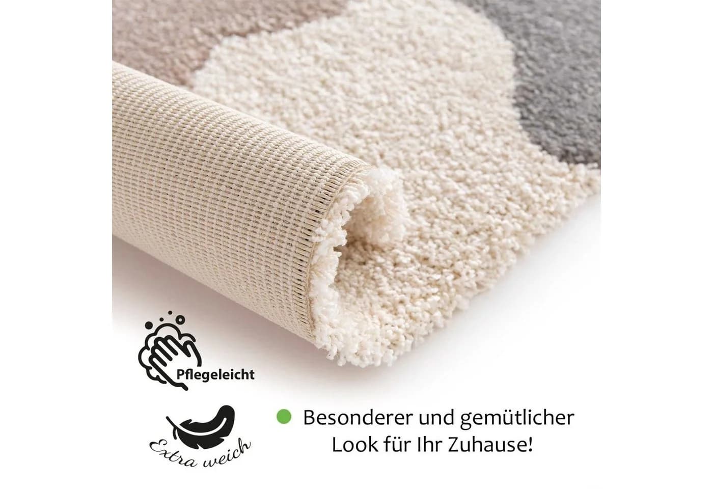 Rikmani Shaggy Teppich Hochflor Weiß Flauschig - Bild 3