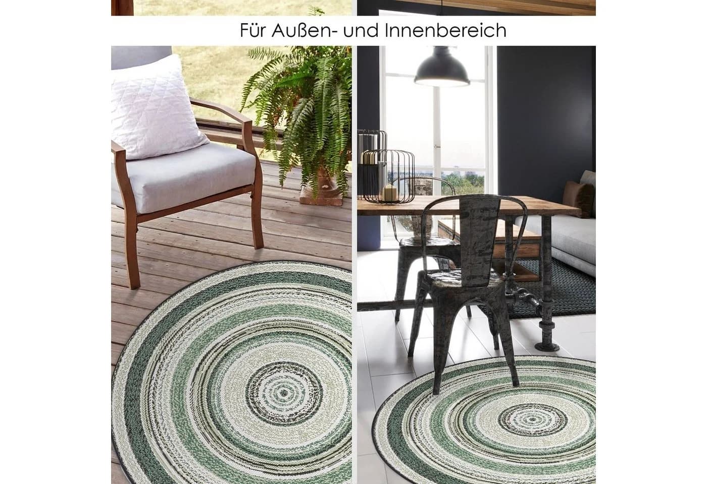 Rikmani Outdoorteppich rund Grün Wetterfest & UV-beständig - Bild 5