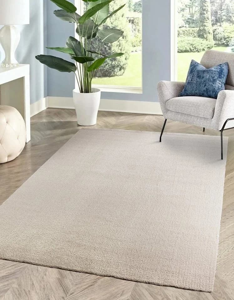 Rikmani Waschbarer Kurzflor-Teppich Beige