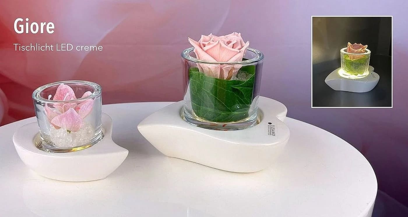 TIZIANO LED Windlicht Herzform Creme-Weiß Dekolicht