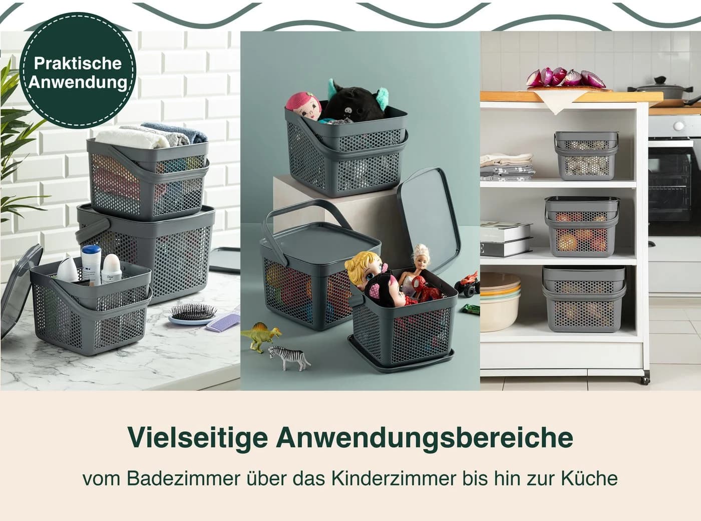 uandu home Vorratsdose Schwarz mit Griff und Luftlöchern