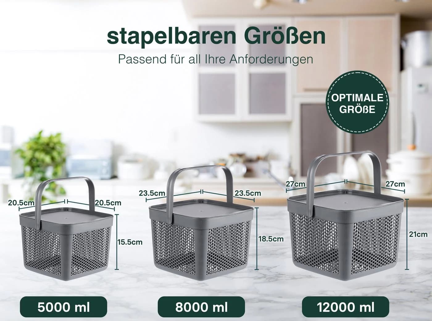 uandu home Vorratsdose Schwarz mit Griff und Luftlöchern - Bild 3