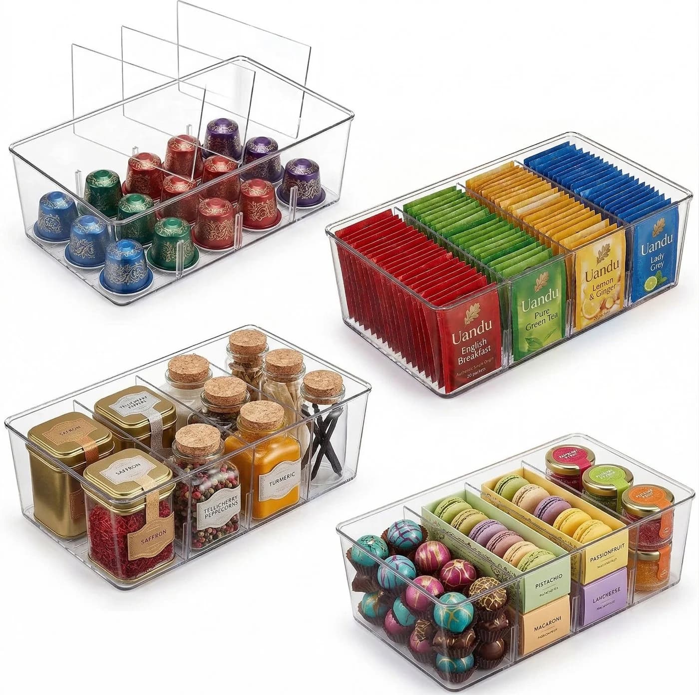 uandu home Kühlschrank Organizer 4er Set Transparent Stapelbar - Bild 2