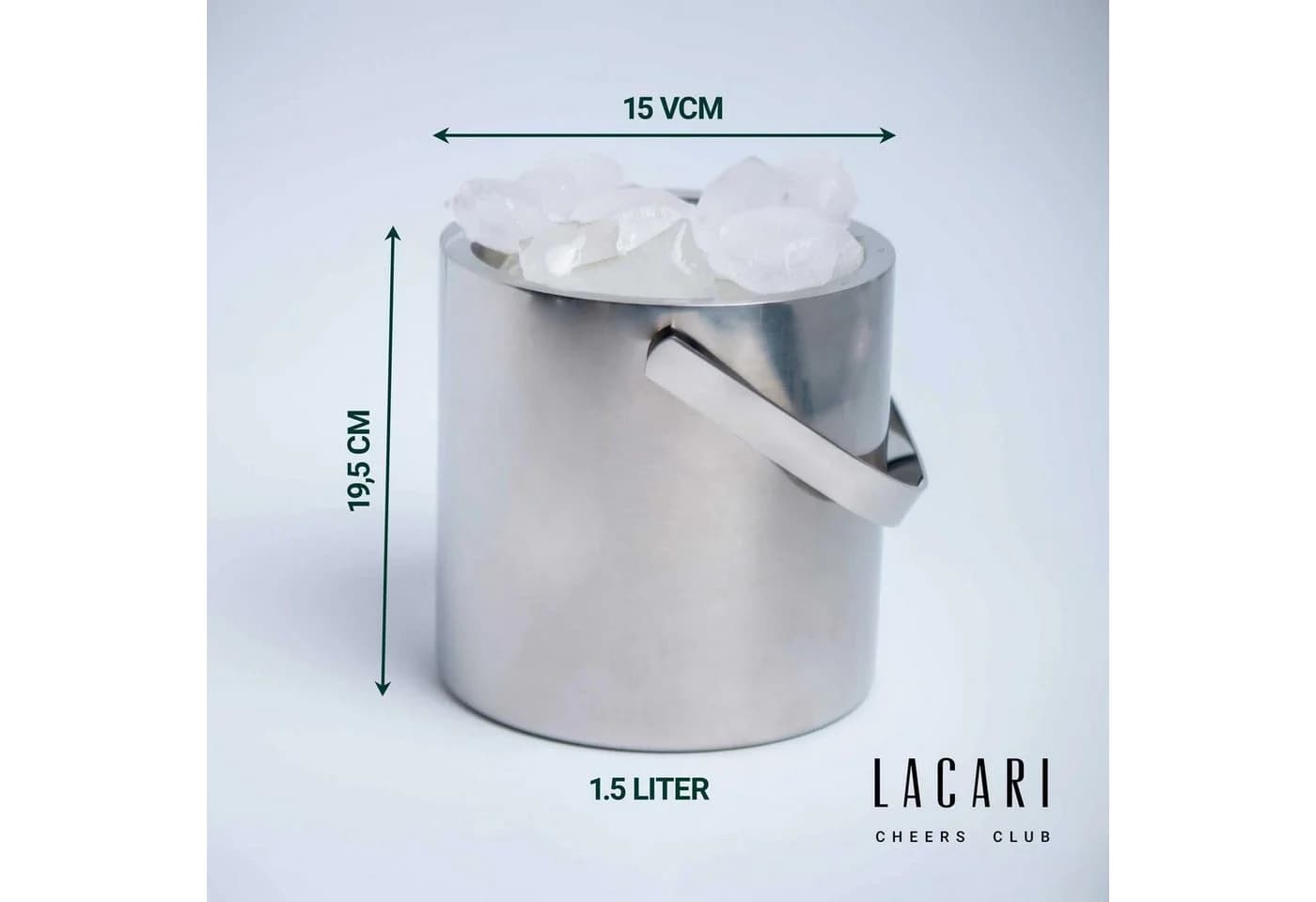 LACARI Eiseimer 1,3 Liter Edelstahl Silber mit Deckel - Bild 3