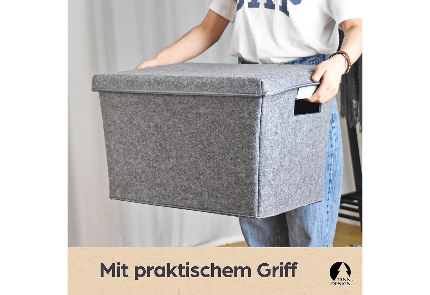 Tanndesign Wäschekorb 64L Grau rPET Filz - Bild 1