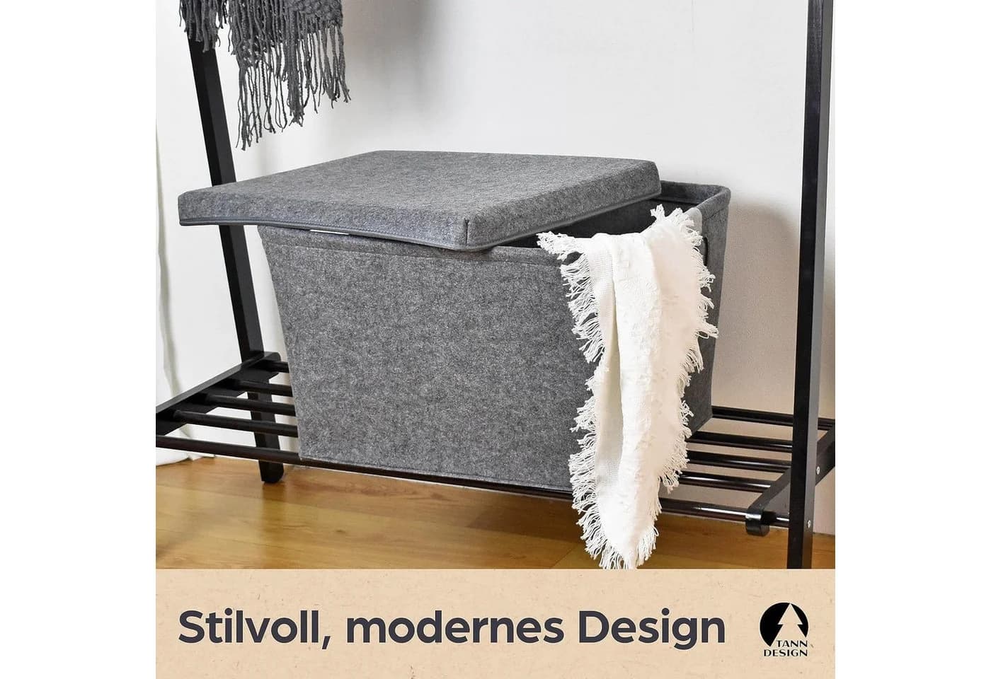 Tanndesign Wäschekorb 64L Grau rPET Filz - Bild 5