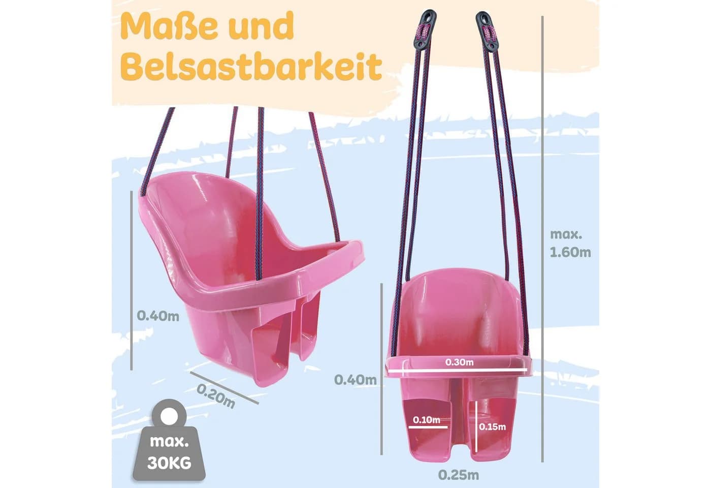 Babykajo Babyschaukelsitz Rosa mit Karabinern - Bild 3