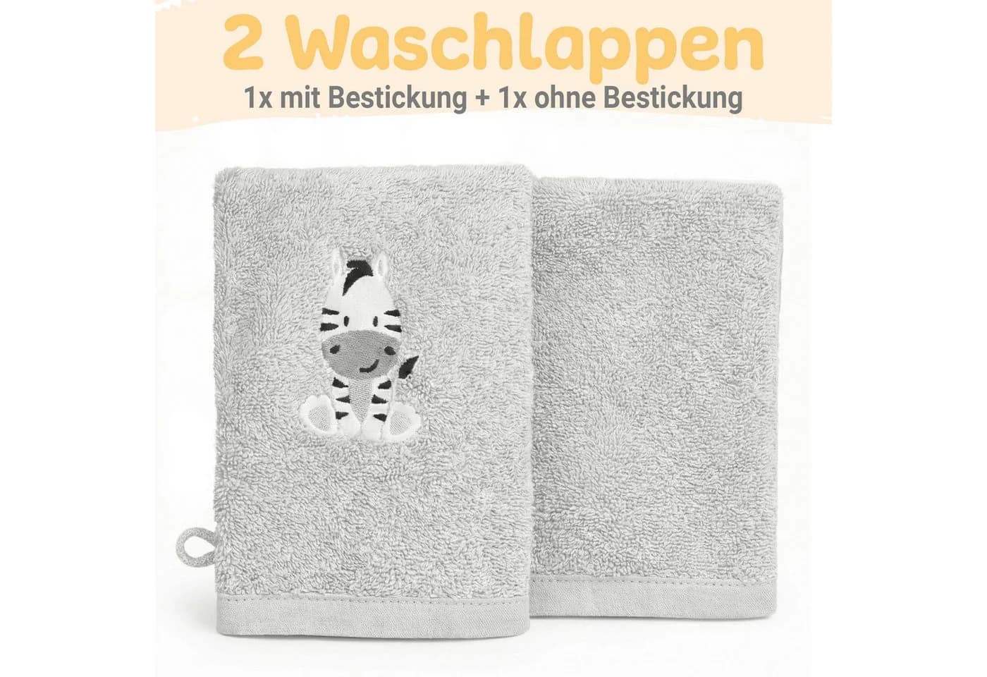 Babykajo Kapuzenhandtuch Grau mit Tiermotiv & Waschlappen - Bild 4