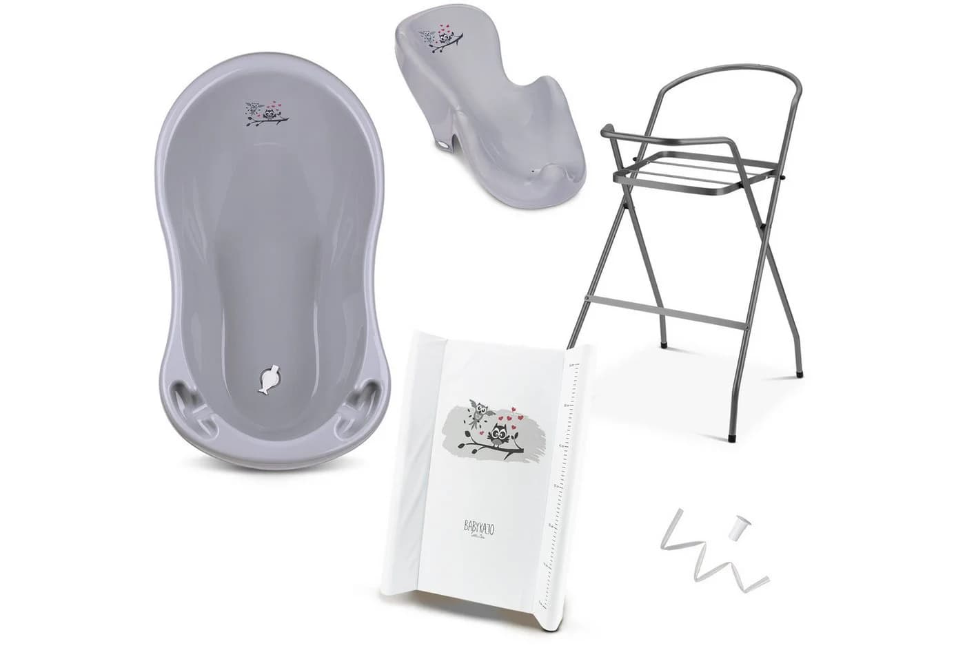 Babykajo Babybadewanne mit Ständer Grau 5-tlg. Set - Bild 2