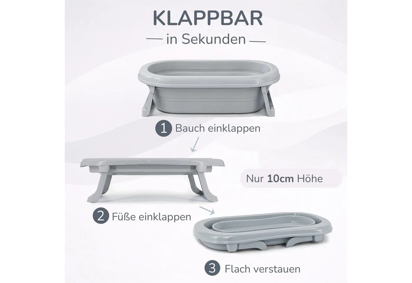 Babykajo Babybadewanne faltbar mit Thermometer und Abfluss - Bild 3