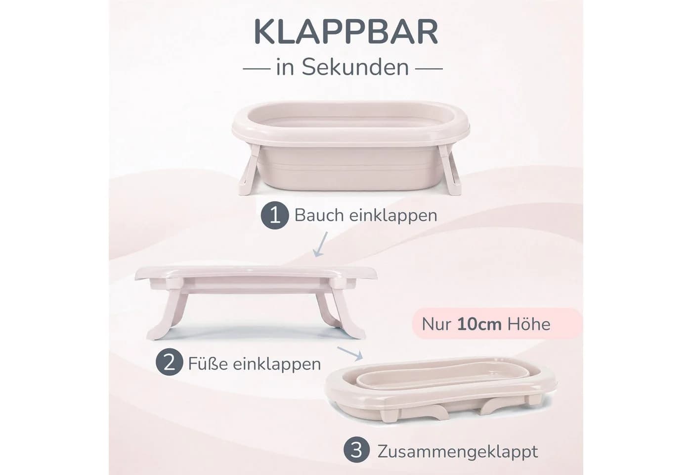 Babykajo Babybadewanne Faltbar mit Thermometer hellrosa - Bild 3