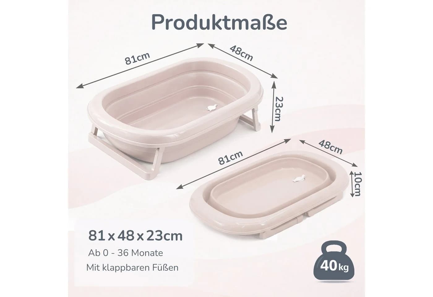Babykajo Babybadewanne Faltbar mit Thermometer hellrosa - Bild 5