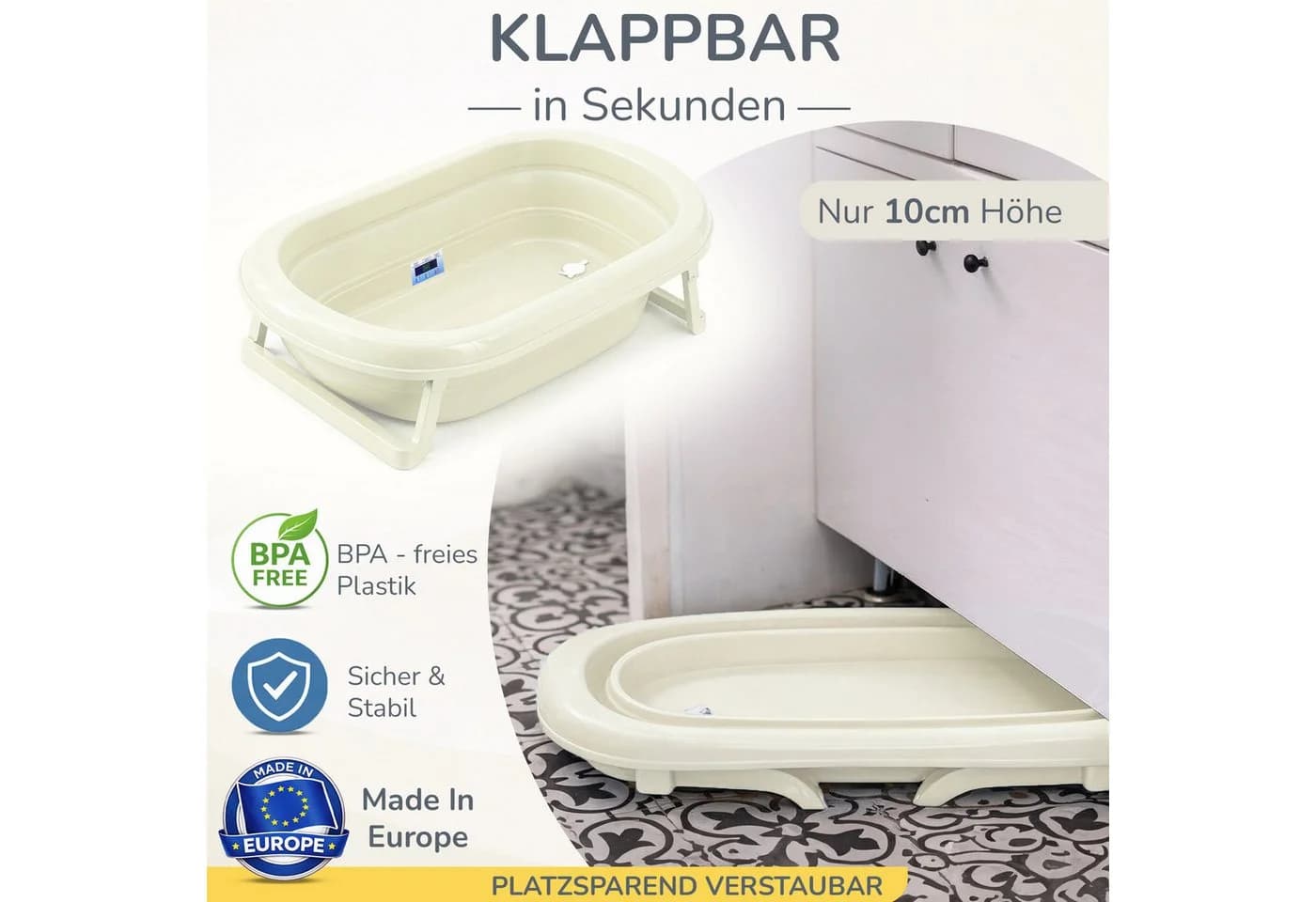 Babykajo Babybadewanne Set 4-tlg. Faltbar mit Ständer - Bild 3