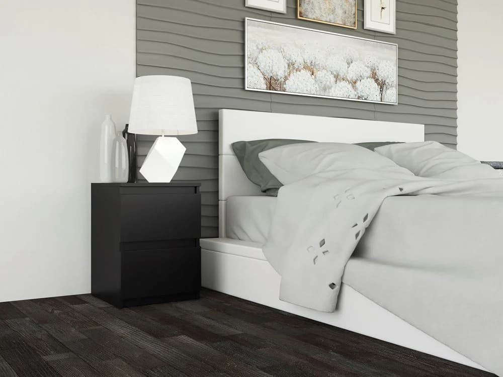 Home Collective Nachttisch Schwarz mit 2 Schubladen Holzwerkstoff - Bild 3