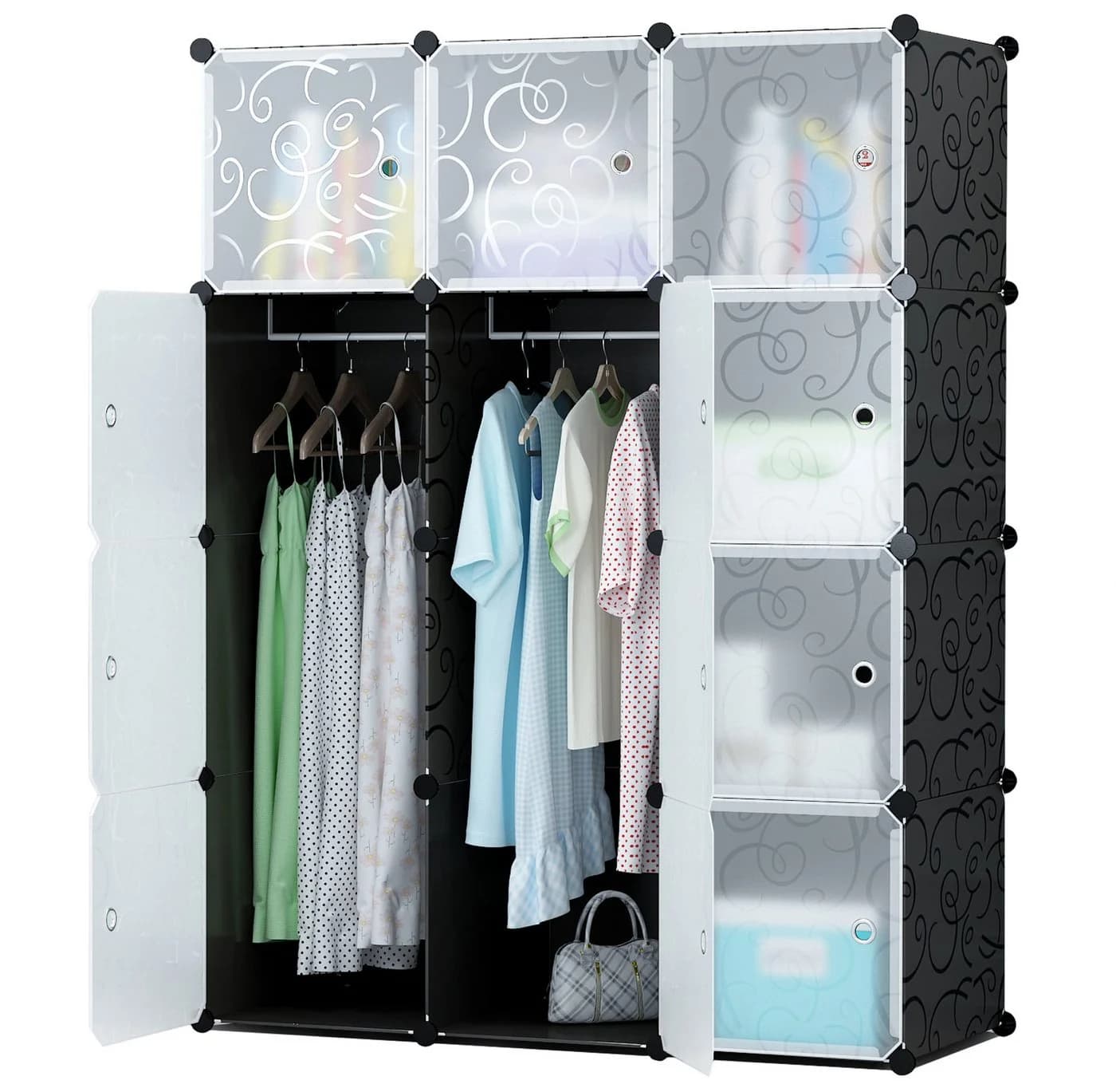 Home Collective Kleiderschrank Modular Schwarz 6 Regale 2 Kleiderstangen - Bild 2