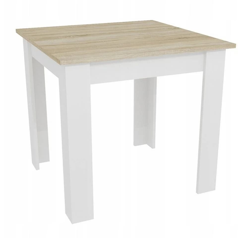 Home Collective Esstisch Küchentisch 80x80 cm PVC-Furnier Sonoma Weiß