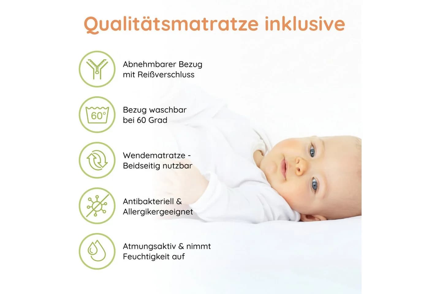 Kids Collective Babybett Weiß Kiefer Massivholz mit Matratze & Schublade - Bild 4