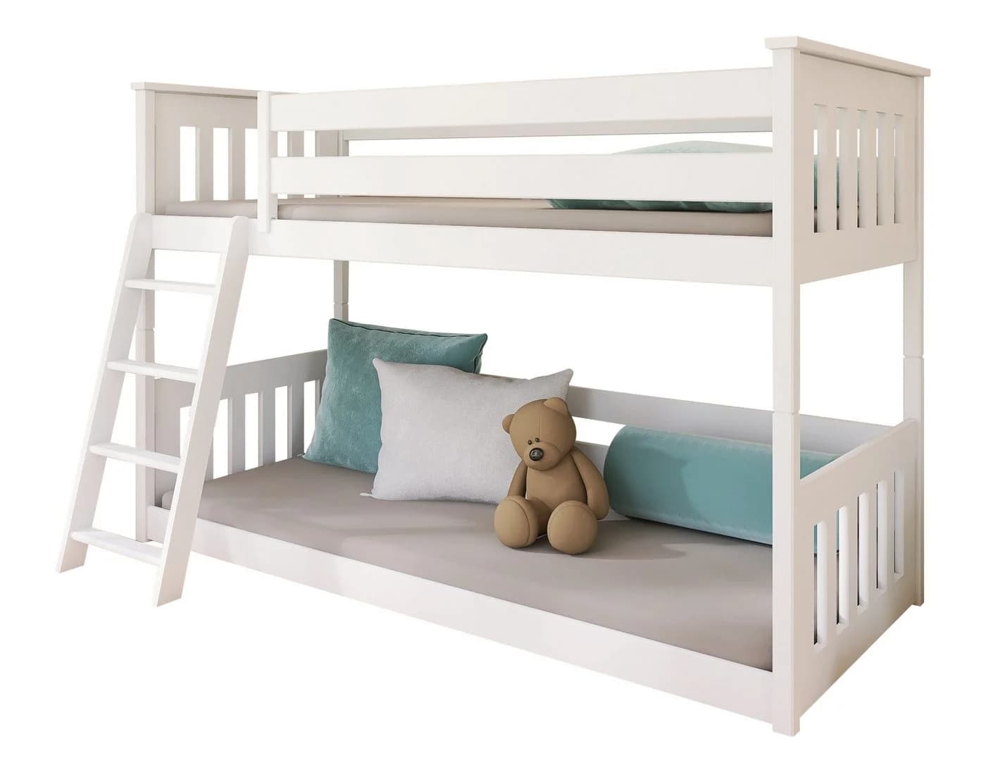 Kids Collective Etagenbett Weiß mit 2 Matratzen Kiefernholz