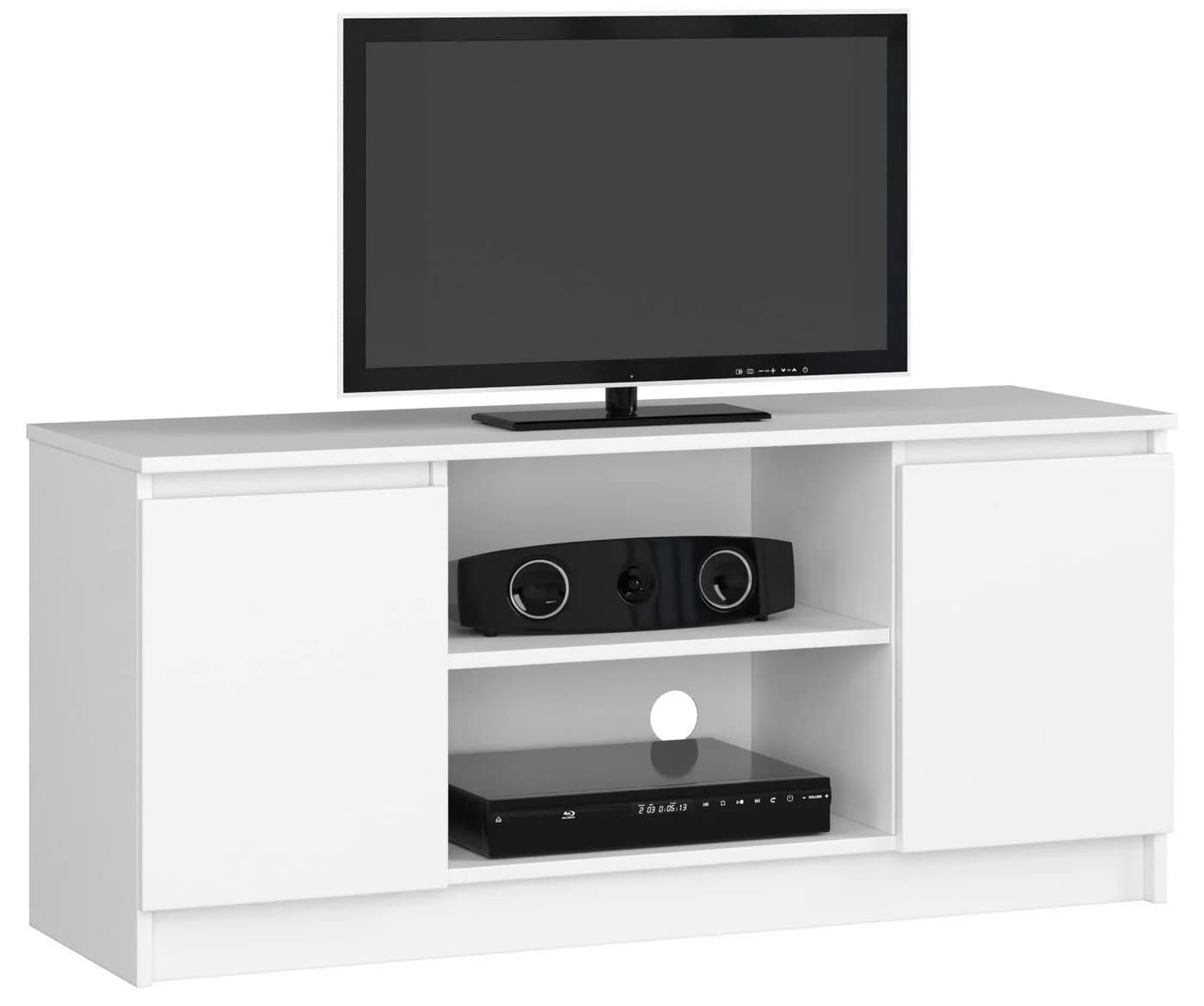 Home Collective TV-Schrank 120 cm Weiß mit zwei Türen und zwei offenen Regalen - Bild 4