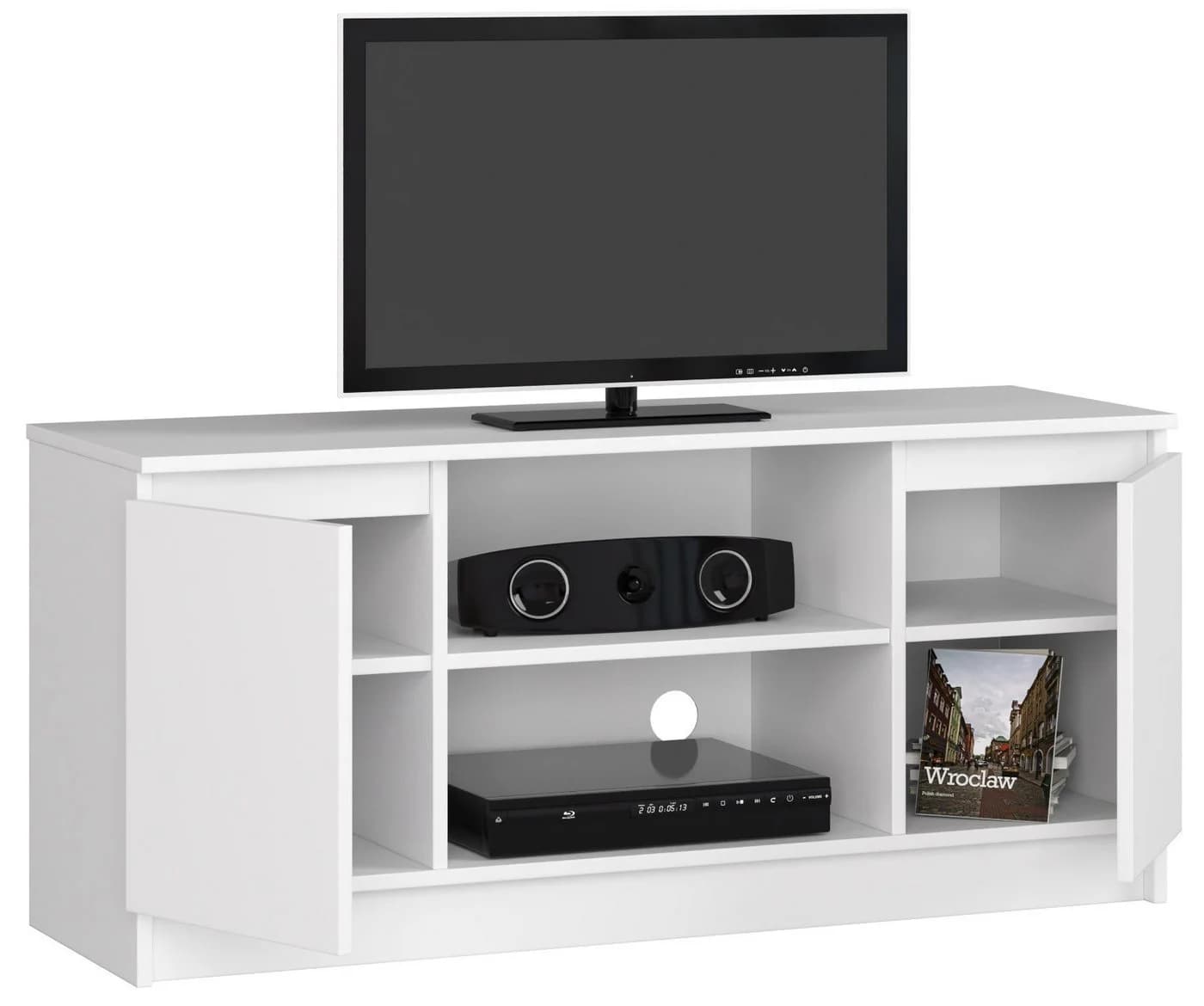 Home Collective TV-Schrank 120 cm Weiß mit zwei Türen und zwei offenen Regalen - Bild 5