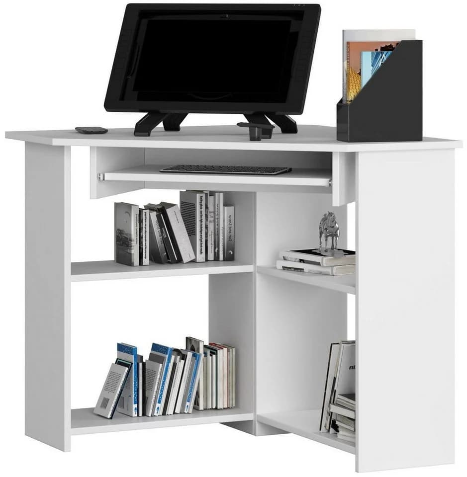 Home Collective Eckschreibtisch Weiß mit Tastaturablage - Bild 3