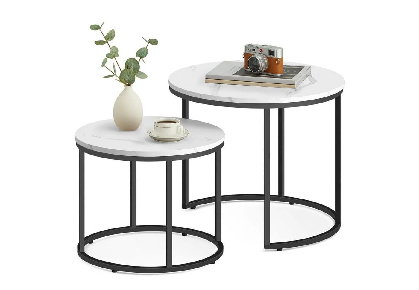 Home Collective Couchtisch 2er Set Marmor Optik Schwarz - Bild 3