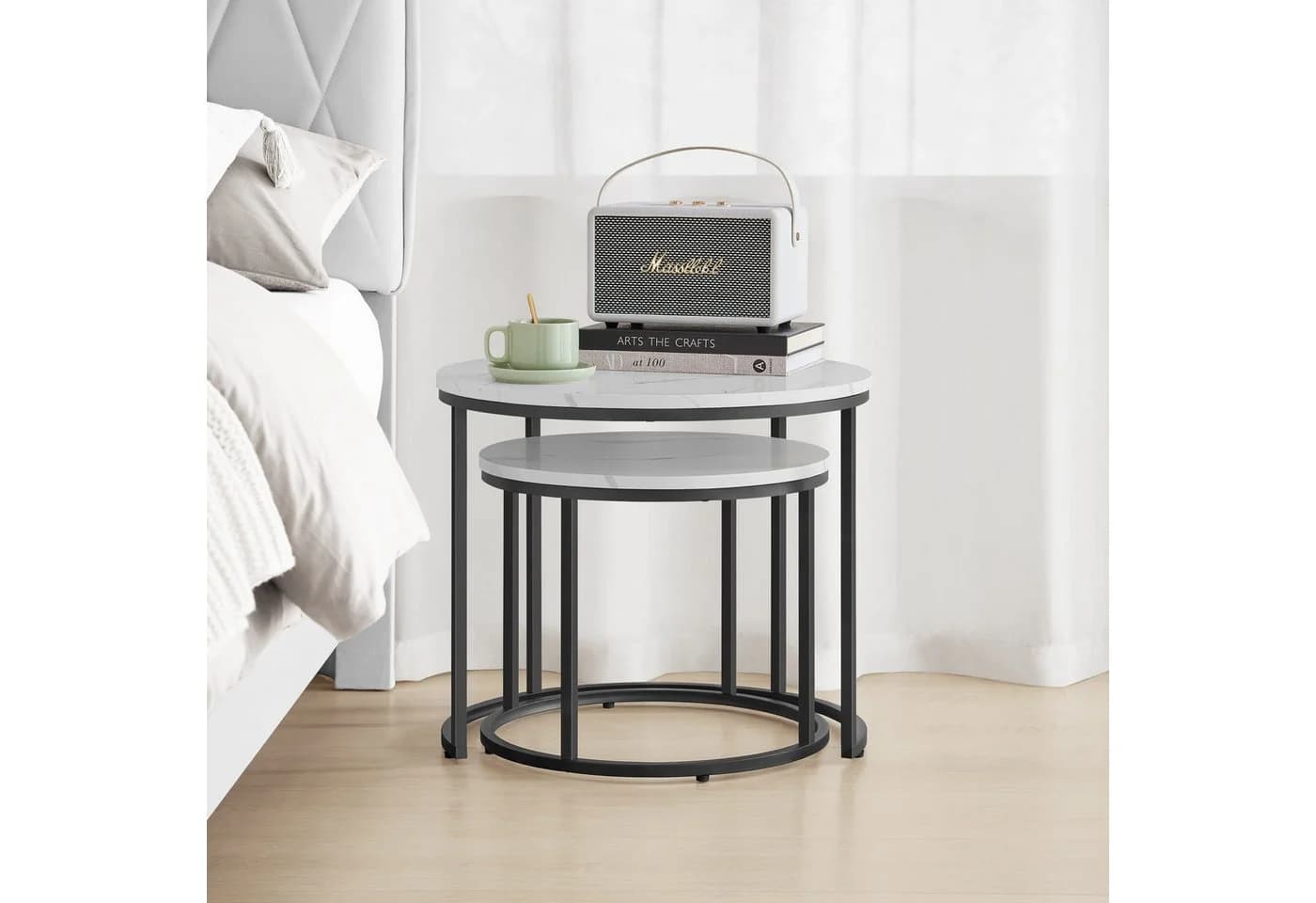 Home Collective Couchtisch 2er Set Marmor Optik Schwarz - Bild 5