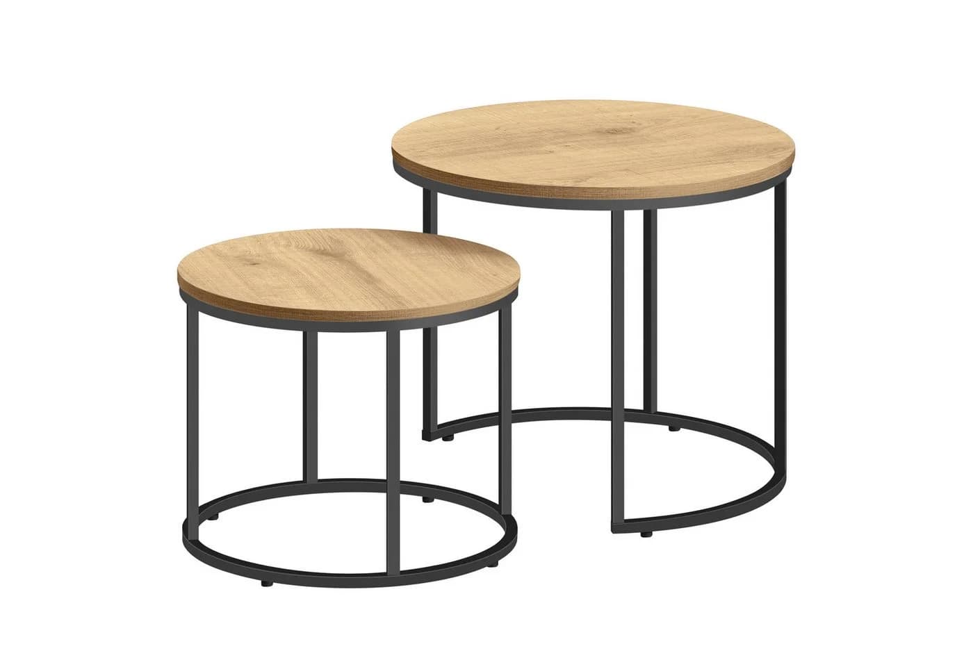 Home Collective Couchtisch 2er Set Eiche Schwarz Loft Design