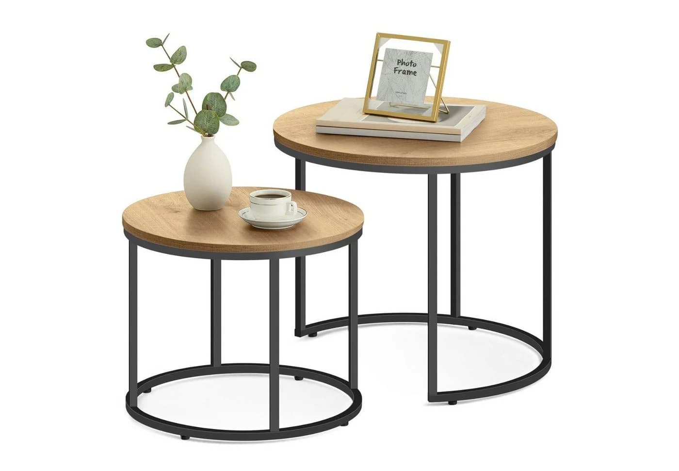 Home Collective Couchtisch 2er Set Eiche Schwarz Loft Design - Bild 3