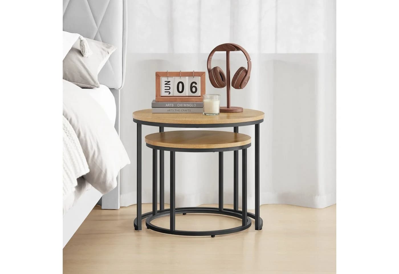 Home Collective Couchtisch 2er Set Eiche Schwarz Loft Design - Bild 5