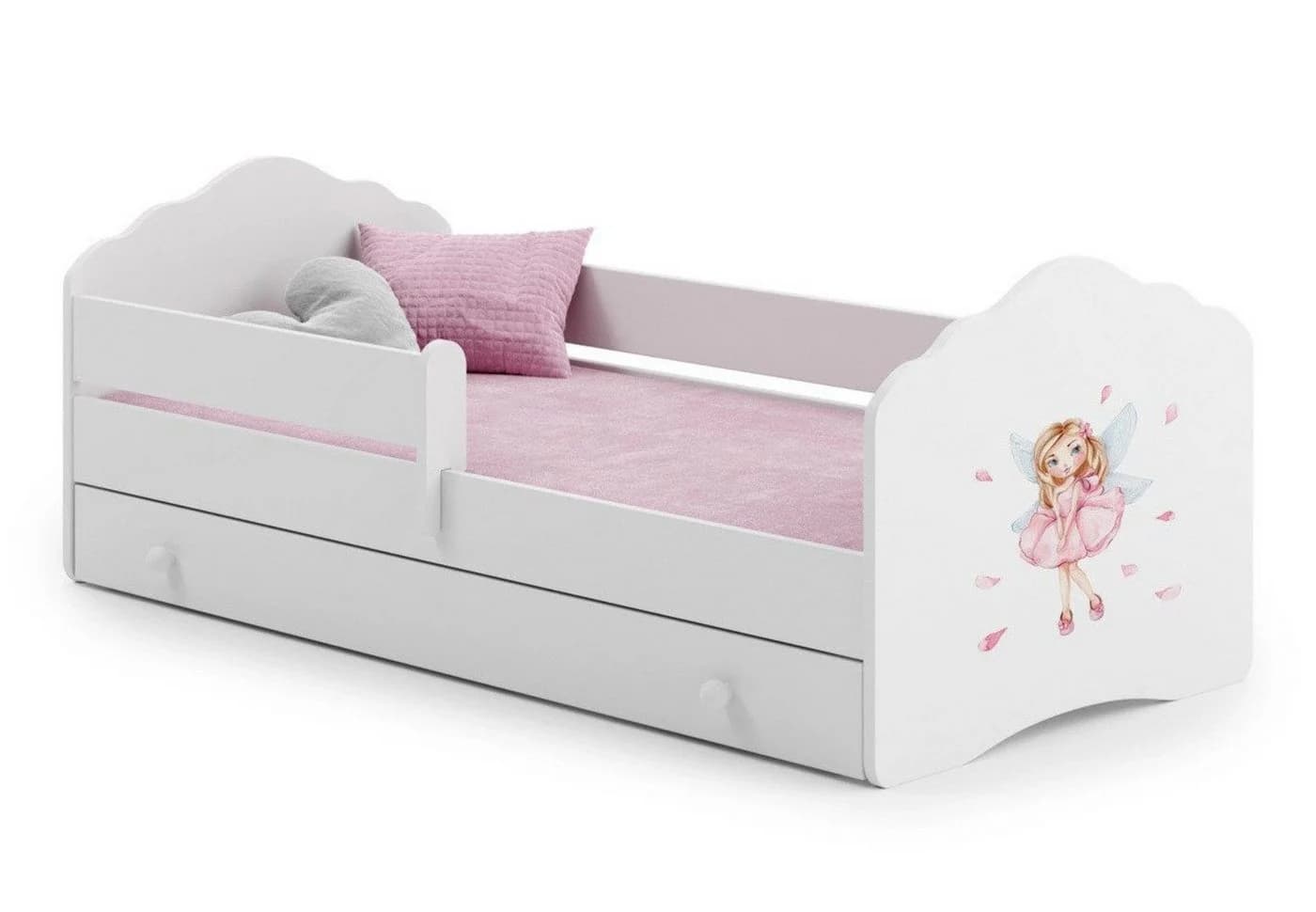 Kids Collective Kinderbett Weiß mit Prinzessin Motiv und Schublade