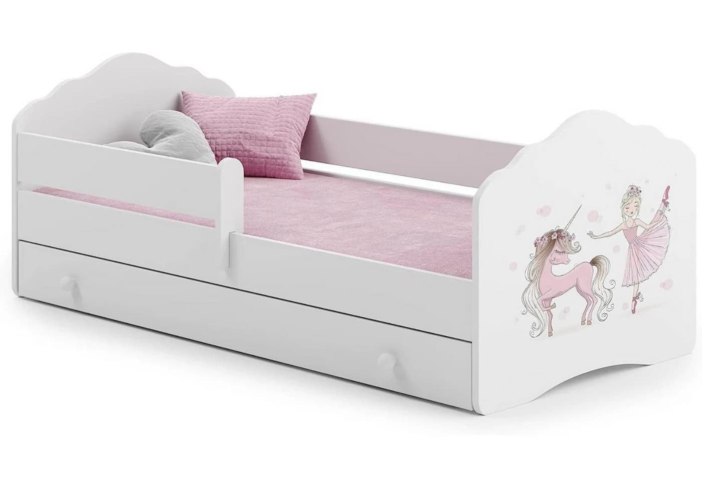 Kids Collective Kinderbett Weiß mit Pferd Motiv und Schublade