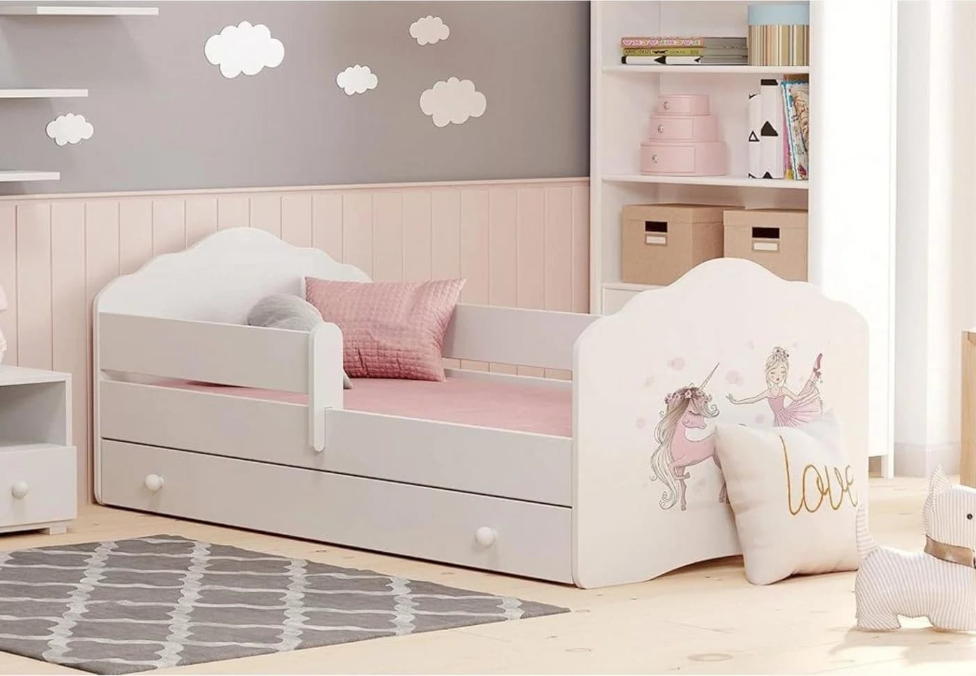 Kids Collective Kinderbett Weiß mit Pferd Motiv und Schublade - Bild 2